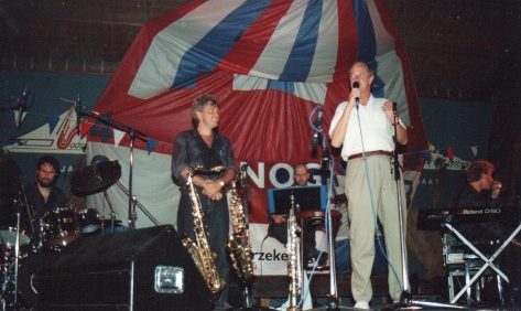 Loosdrecht Jazzfestival jaren 90 Tim Welvaars Combo (presentator Pim Jacobs)